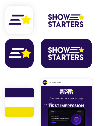 Show Starters branding, Logos, Colors, Social media posts