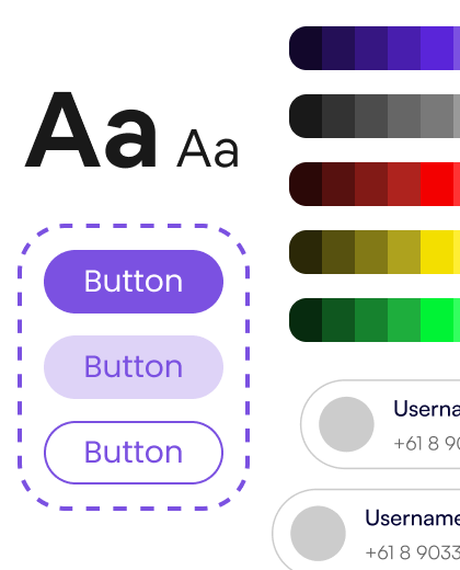 Fully organized design system having text, color, style guide, buttons and other UI Components created by Show Starters