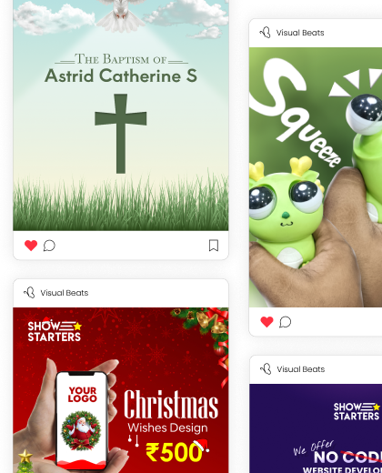 Social media and print graphic designs created by Show Starters