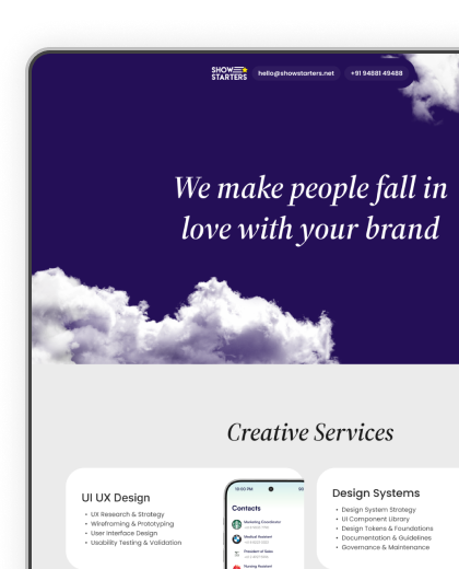 Fully responsive Show Starters website designed and developed using html and css