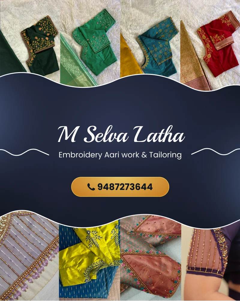 Social Media post for M Selva Latha who make Aari works for her local customer